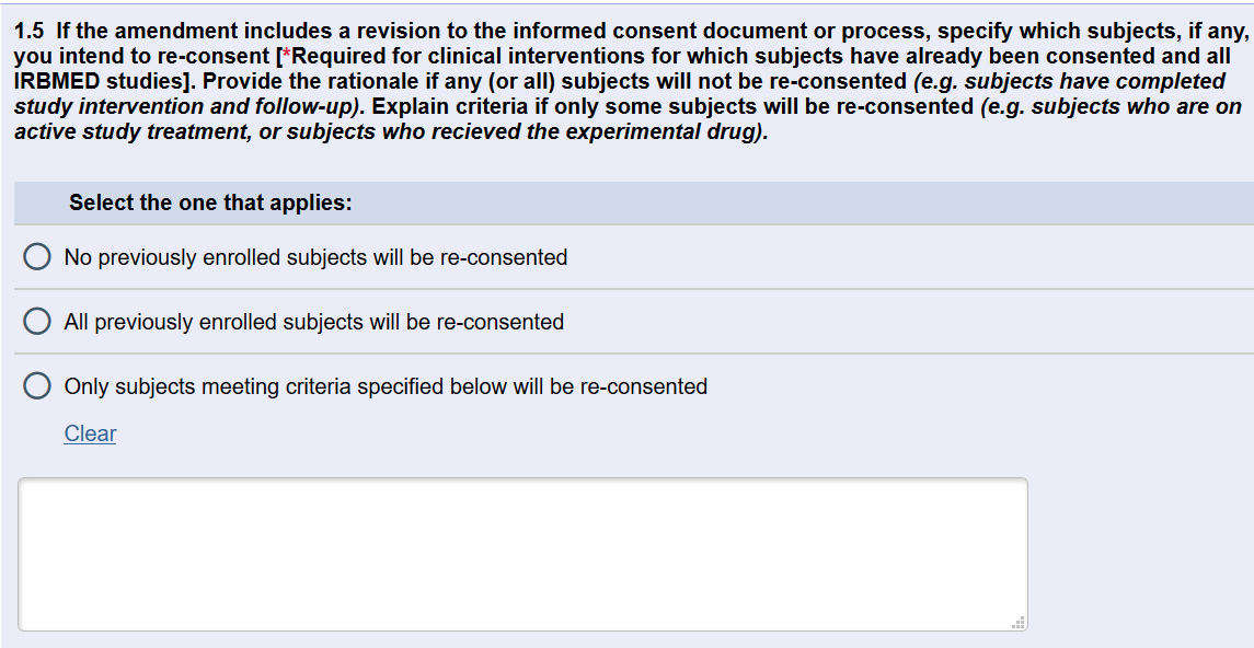 Question 1.5 in the Amendment Cover Sheet