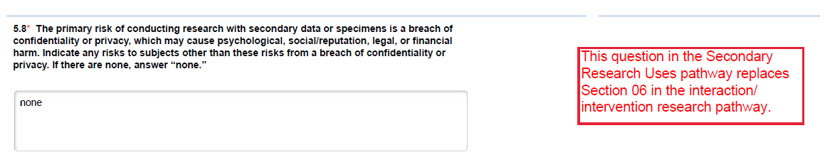 Free-text question on risks of secondary use reseach