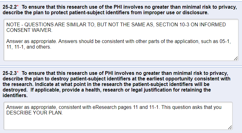 Questions addressing various parts of assuring PHI access poses minimal risk